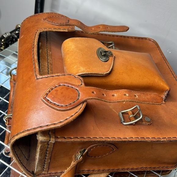 Vintage Ranger Saddle Bag Structured Belting Leather Rectangular Crossbody Bag - Picture 9 of 15